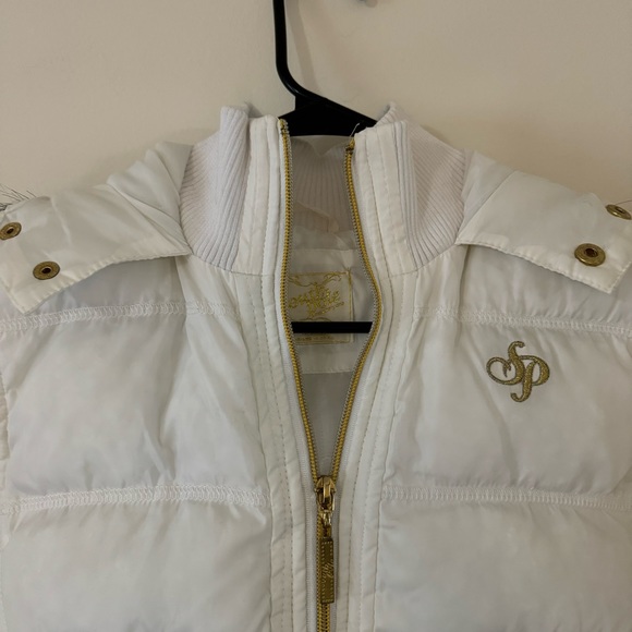 White/Cream South Pole Puffer Vest - Picture 3 of 12